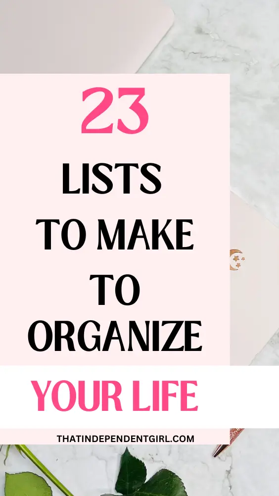 lists to make to organize your whole life
