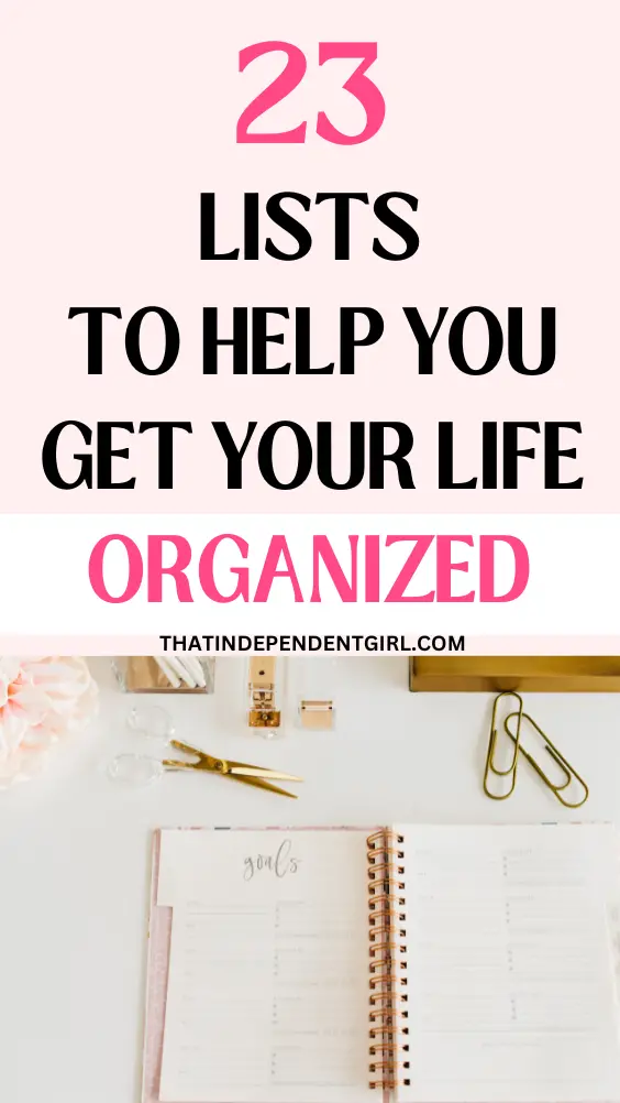 lists to make to organize your whole life